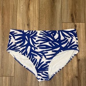 Women’s Royal Blue and White Patterned Bikini Bottoms